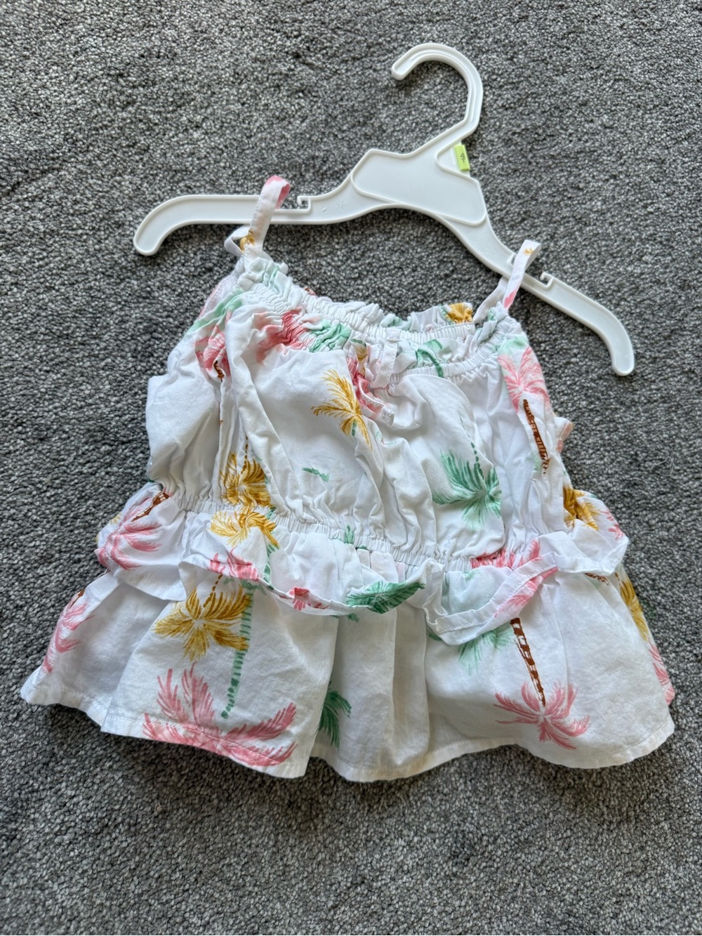 Janie and jack Girls White Tropical Palm Ruffle Tank Top